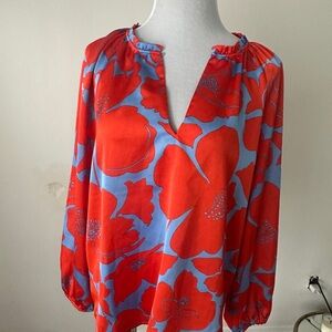 Sugar lips Floral Red and Blue Women's Top large